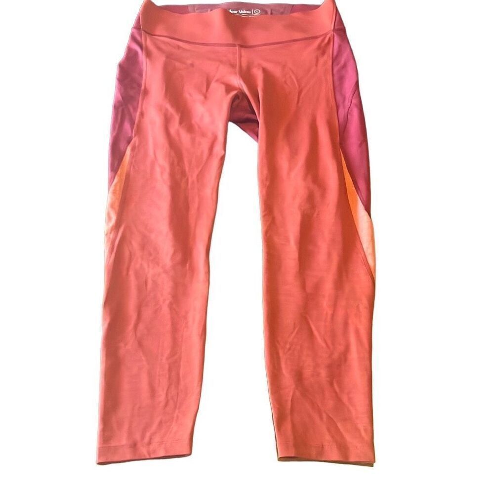 Outdoor Voices Orange Colorblock Cropped‎ High Waist Leggings Large Active Yoga